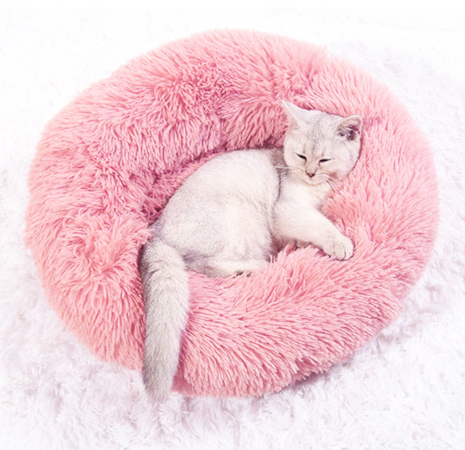 Cozy Plush Soft Fluffy Pet Bed Dog Cat Bed (Pink, 40cm)