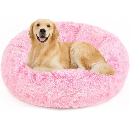 Cozy Plush Soft Fluffy Pet Bed Dog Cat Bed (Pink, 50cm)