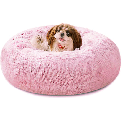 Cozy Plush Soft Fluffy Pet Bed Dog Cat Bed (Pink, 50cm)