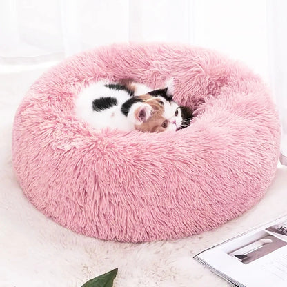 Cozy Plush Soft Fluffy Pet Bed Dog Cat Bed (Pink, 50cm)