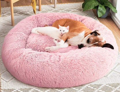 Cozy Plush Soft Fluffy Pet Bed Dog Cat Bed (Pink, 60cm)