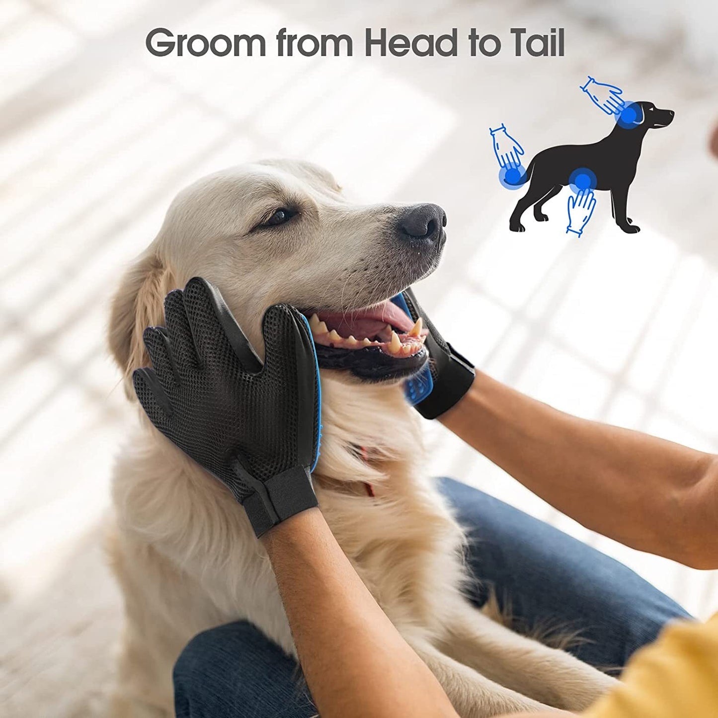 Magic Pet Grooming Glove Gentle Deshedding Cat Dog Hair Remover Brush