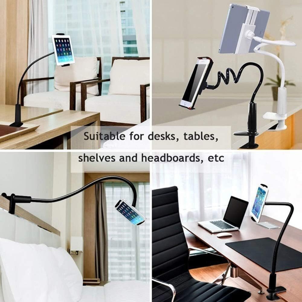 100cm Universal 360 Flexi Clip Tablet Phone Holder Bed Desk Mount iPad Kindle Mobile Lazy Stand - Black