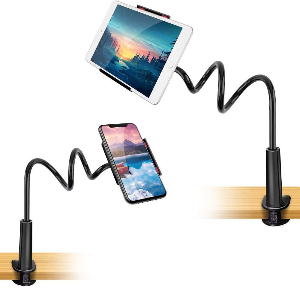 100cm Universal 360 Flexi Clip Tablet Phone Holder Bed Desk Mount iPad Kindle Mobile Lazy Stand - Black