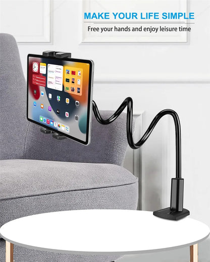 100cm Universal 360 Flexi Clip Tablet Phone Holder Bed Desk Mount iPad Kindle Mobile Lazy Stand - Black