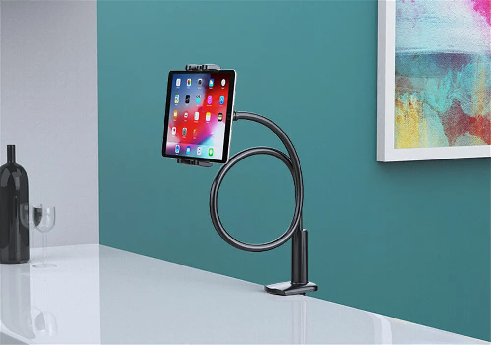 100cm Universal 360 Flexi Clip Tablet Phone Holder Bed Desk Mount iPad Kindle Mobile Lazy Stand - Black