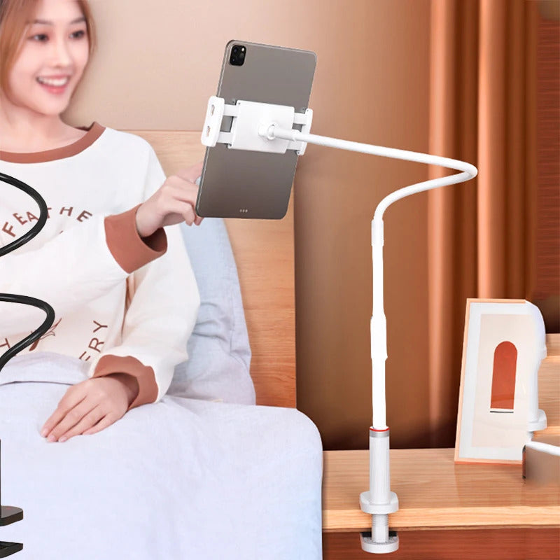 100cm Universal 360 Flexi Clip Tablet Phone Holder Bed Desk Mount iPad Kindle Mobile Lazy Stand - White