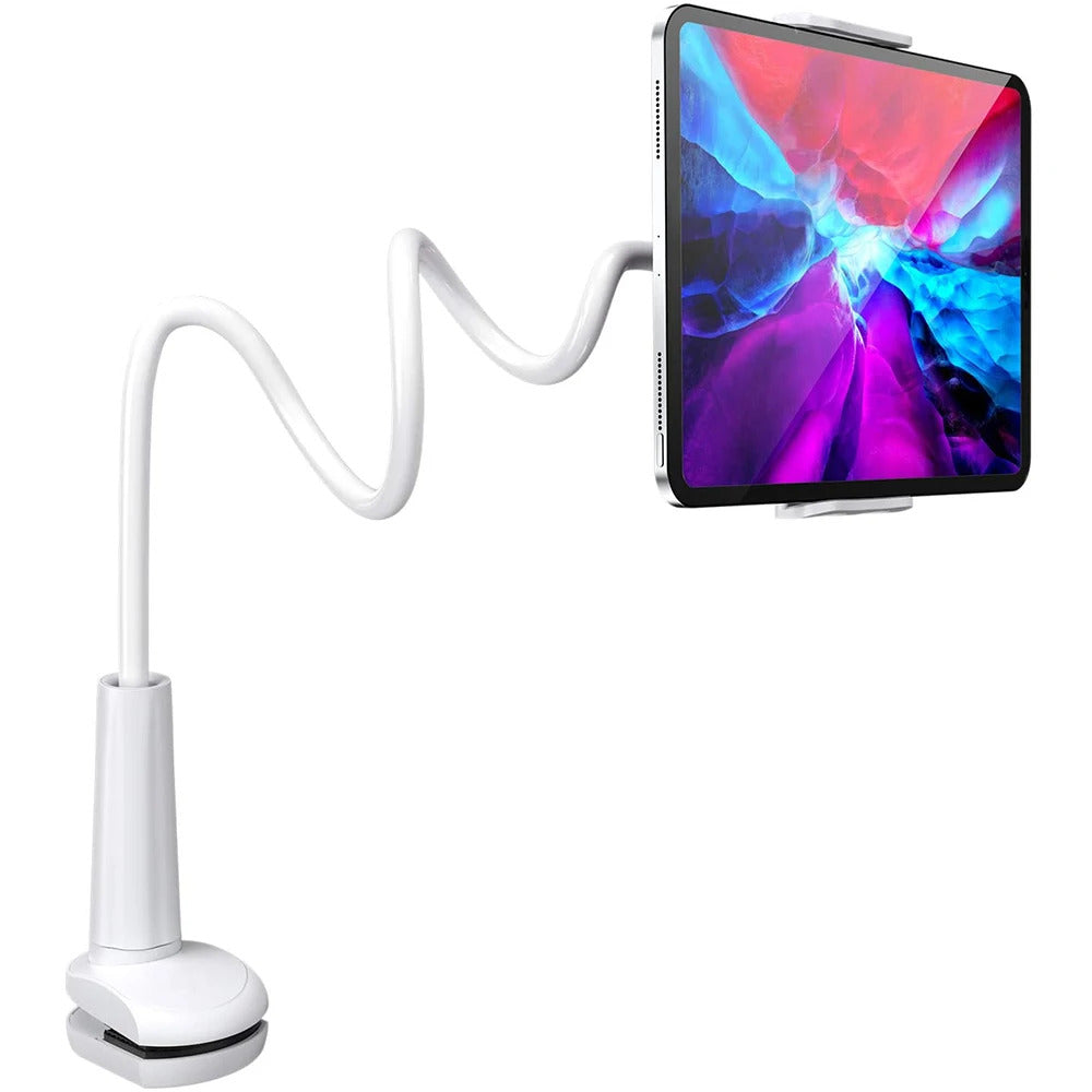 100cm Universal 360 Flexi Clip Tablet Phone Holder Bed Desk Mount iPad Kindle Mobile Lazy Stand - White