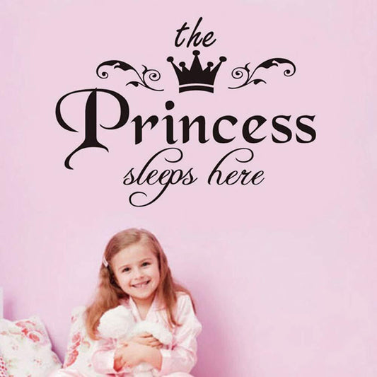 "The Princess Sleeps Here" Wall Stickers Girls Bedroom Decoration Vinyl Decal DIY Decor Mural Art