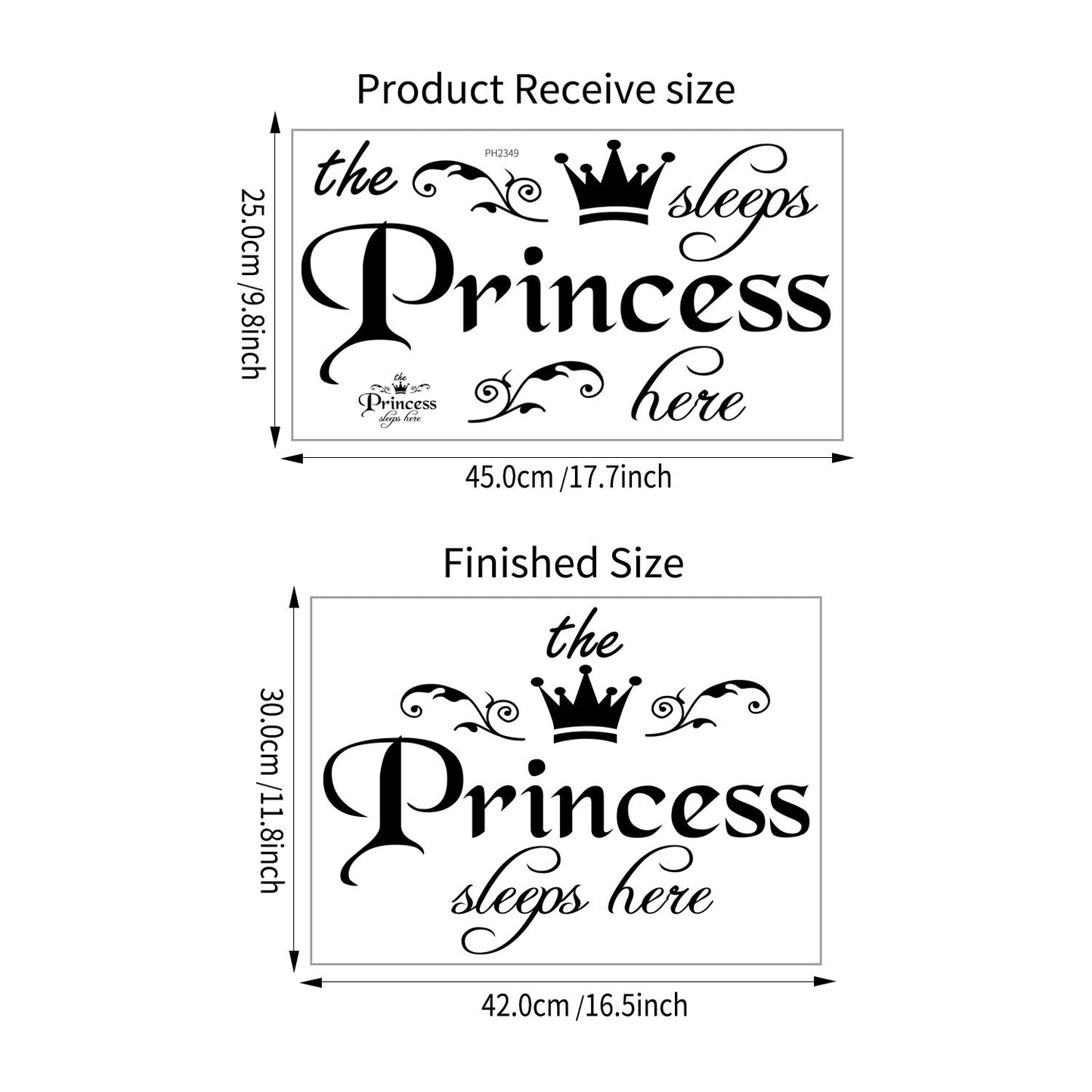 "The Princess Sleeps Here" Wall Stickers Girls Bedroom Decoration Vinyl Decal DIY Decor Mural Art