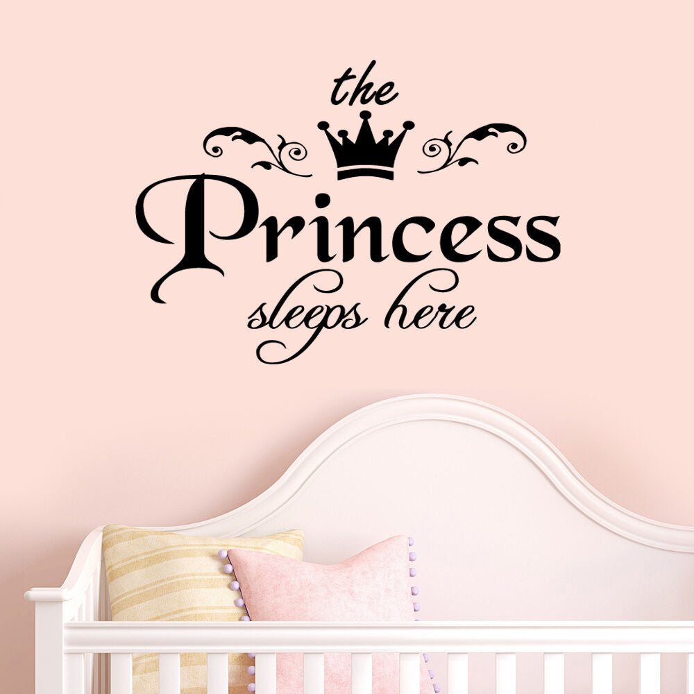 "The Princess Sleeps Here" Wall Stickers Girls Bedroom Decoration Vinyl Decal DIY Decor Mural Art