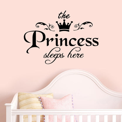 "The Princess Sleeps Here" Wall Stickers Girls Bedroom Decoration Vinyl Decal DIY Decor Mural Art