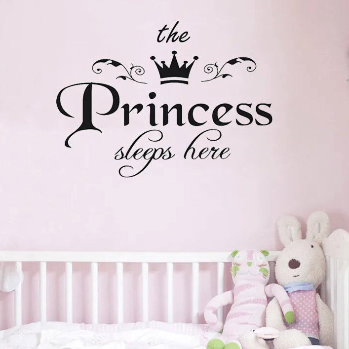 "The Princess Sleeps Here" Wall Stickers Girls Bedroom Decoration Vinyl Decal DIY Decor Mural Art