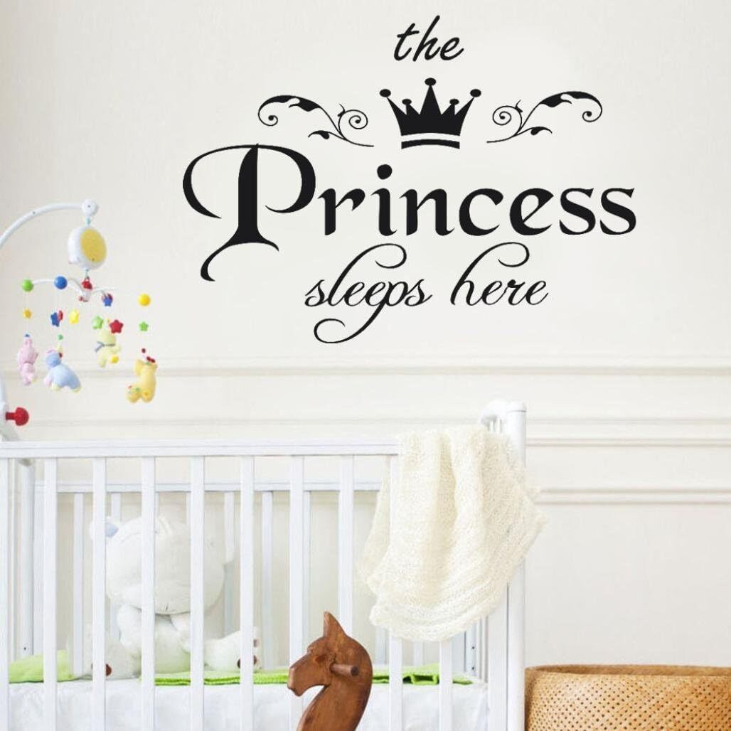 "The Princess Sleeps Here" Wall Stickers Girls Bedroom Decoration Vinyl Decal DIY Decor Mural Art