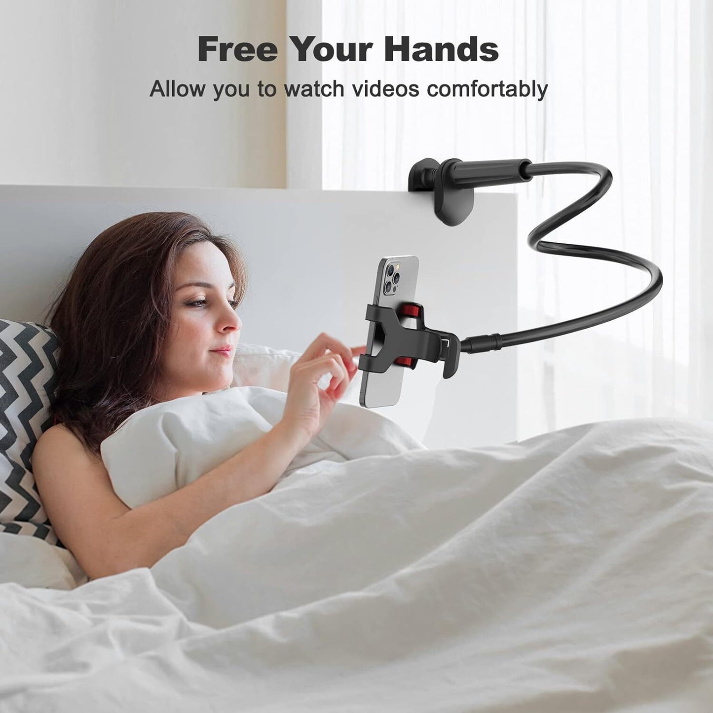 Universal 360 Flexi Clip Mobile Phone Holder Bed Desk Mount Lazy Stand - Black