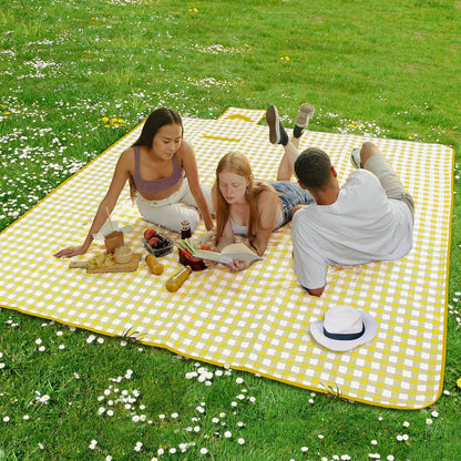 Large Foldable Waterproof Outdoor Picnic Rug Blanket Camping Beach Play Mat (2m x 1.5m, Yellow)