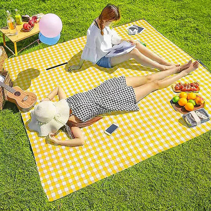 Large Foldable Waterproof Outdoor Picnic Rug Blanket Camping Beach Play Mat (2m x 1.5m, Yellow)