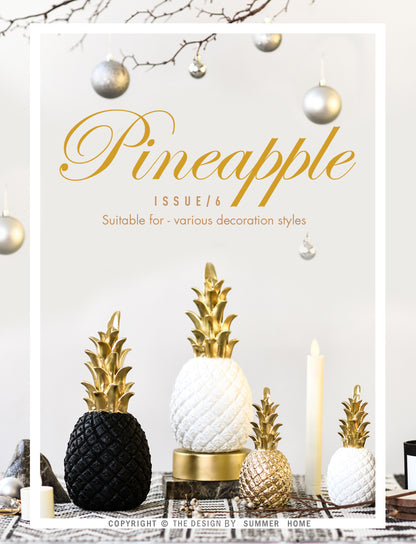 Luxury Gold Pineapple Sculpture Desktop Ornament Decor