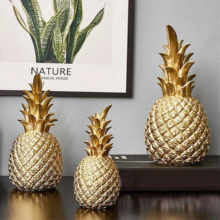 Luxury Gold Pineapple Sculpture Desktop Ornament Decor