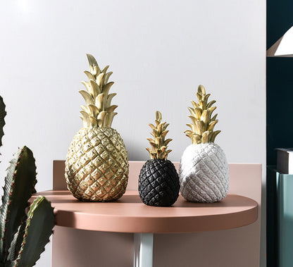 Luxury Gold Pineapple Sculpture Desktop Ornament Decor