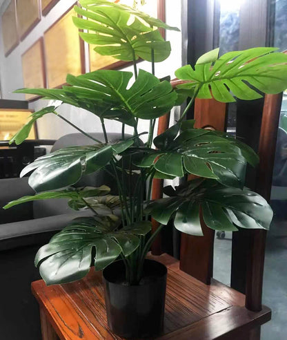 Pack of Two 18-Leaf Real Touch Artificial Monstera Plants Philodendron Trees In Pots