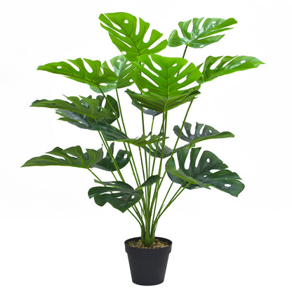 Pack of Two 18-Leaf Real Touch Artificial Monstera Plants Philodendron Trees In Pots