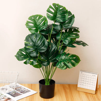 Pack of Two 18-Leaf Real Touch Artificial Monstera Plants Philodendron Trees In Pots