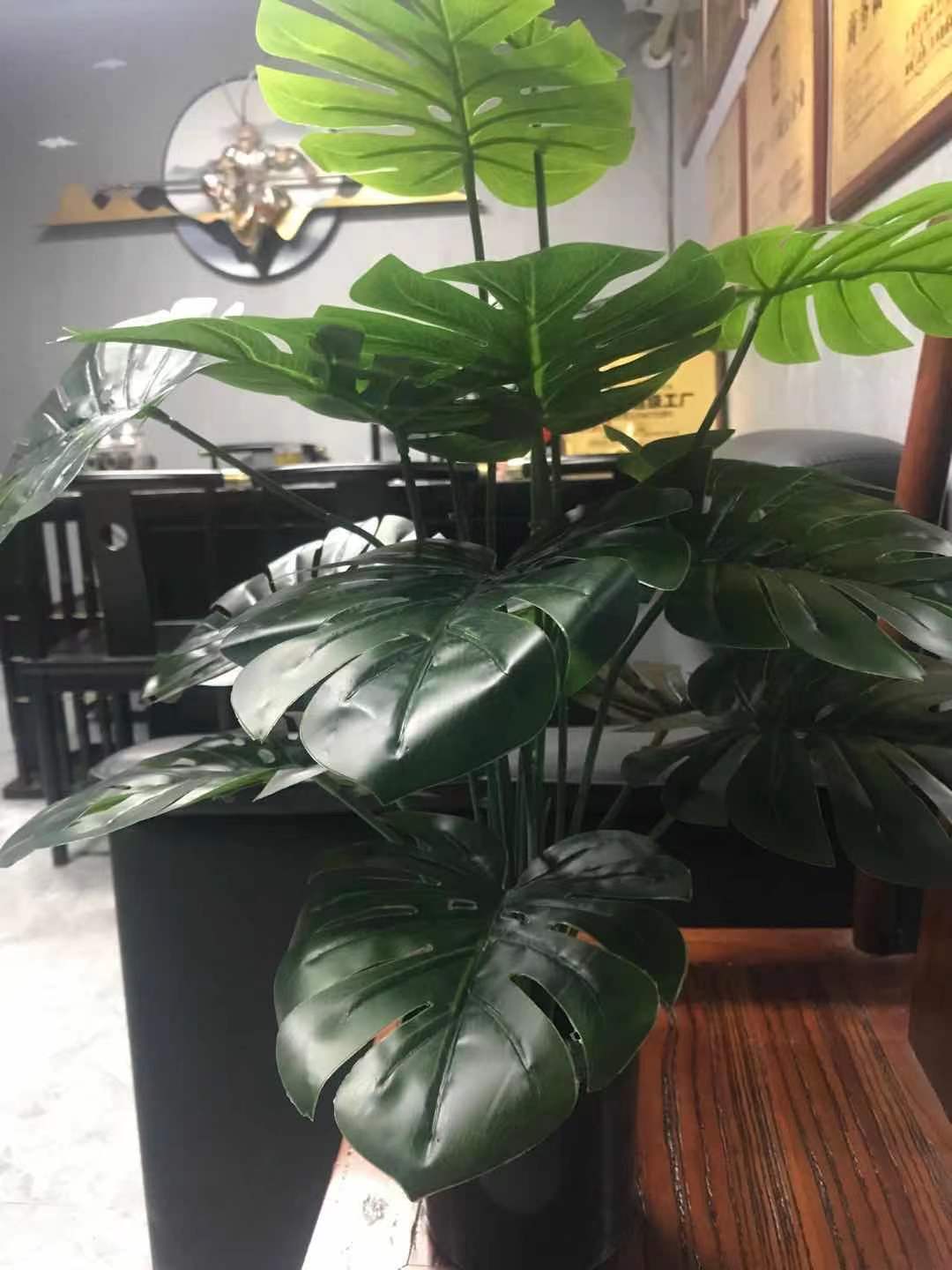 Pack of Two 18-Leaf Real Touch Artificial Monstera Plants Philodendron Trees In Pots