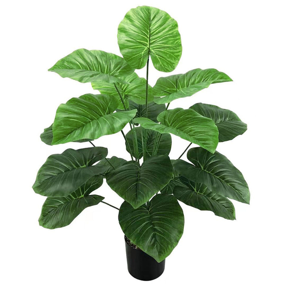 Pack of Two 18-Leaf Real Touch Artificial Elephant's Ears Plants Alocasia Trees In Pots