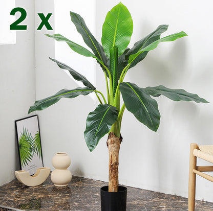 2 X 120cm Banana Tree Artificial Potted Plant In Pot