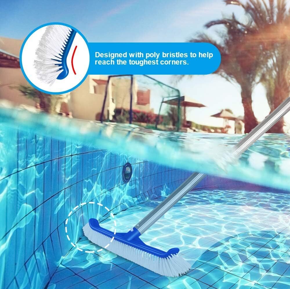 45cm Curved Pool Brush with Nylon Bristles for Cleaning Swimming Pool Walls