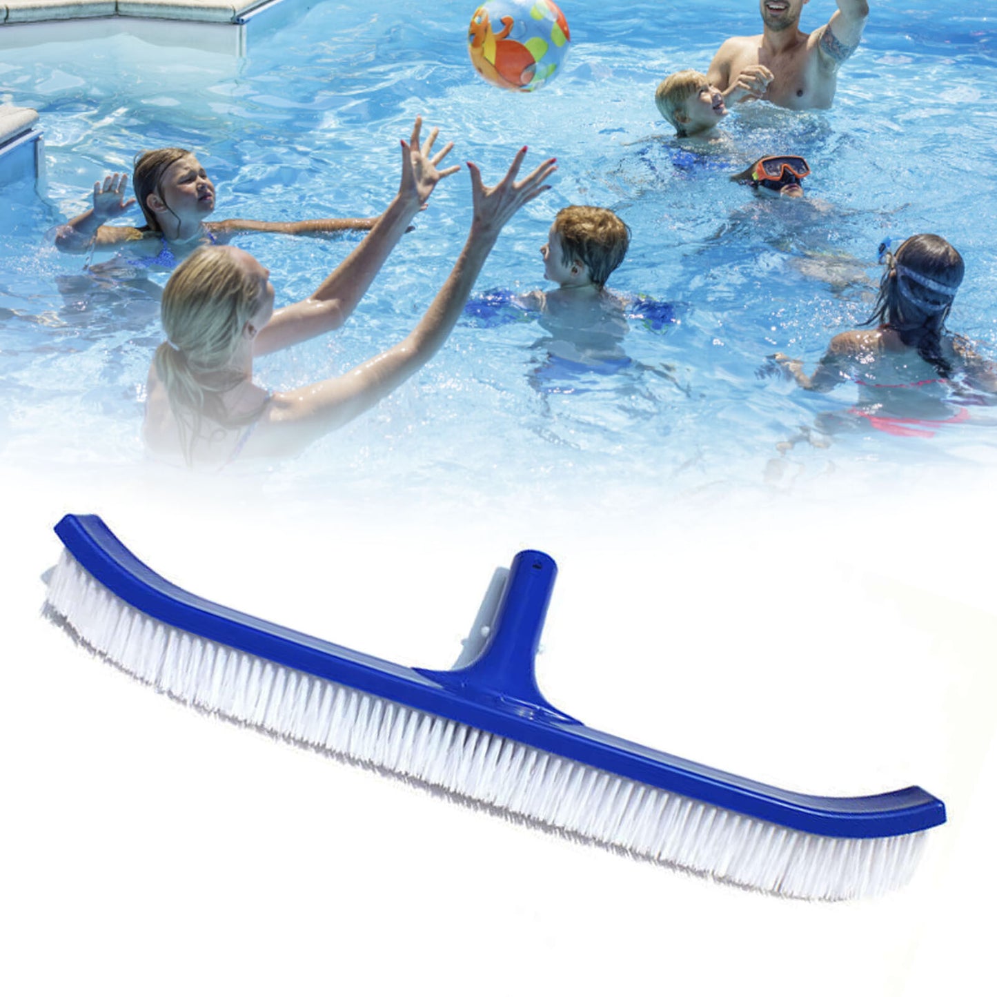 45cm Curved Pool Brush with Nylon Bristles for Cleaning Swimming Pool Walls