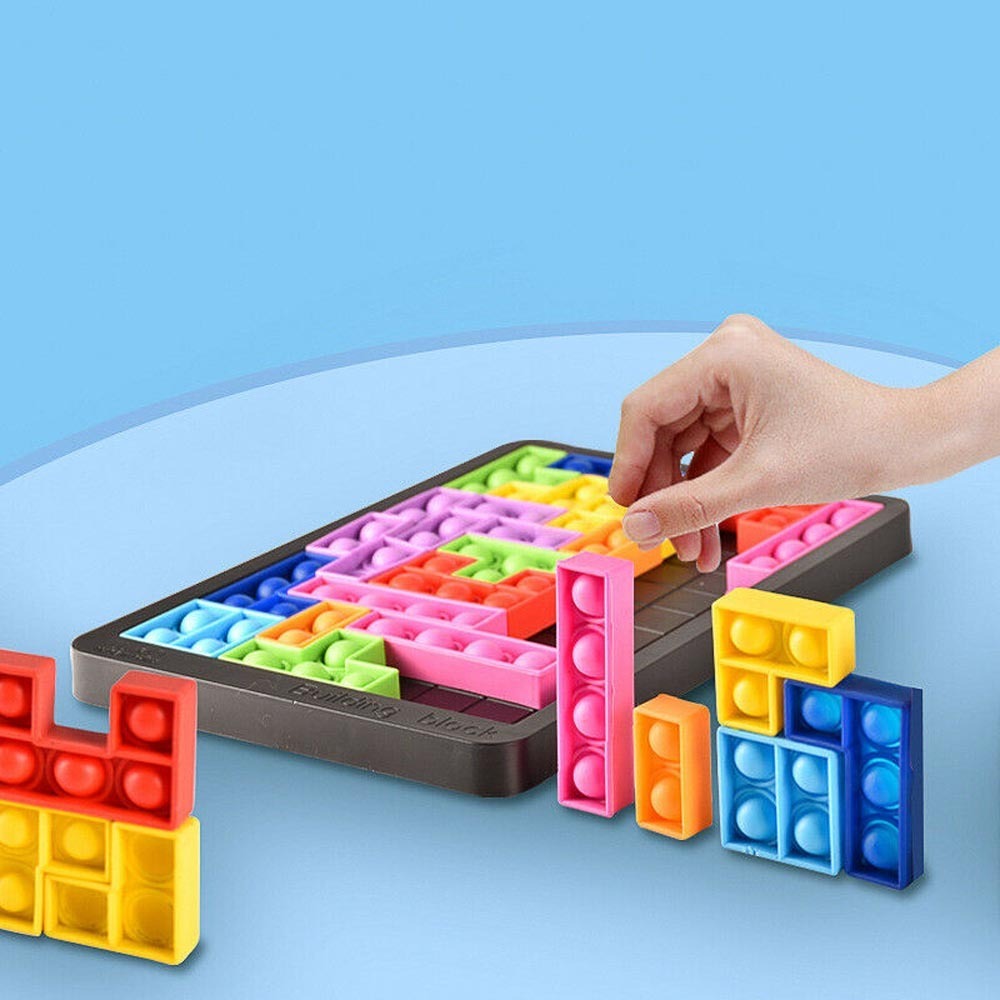 27 PCS Pop It Tetris Puzzle Board Game Building Blocks Toy Set