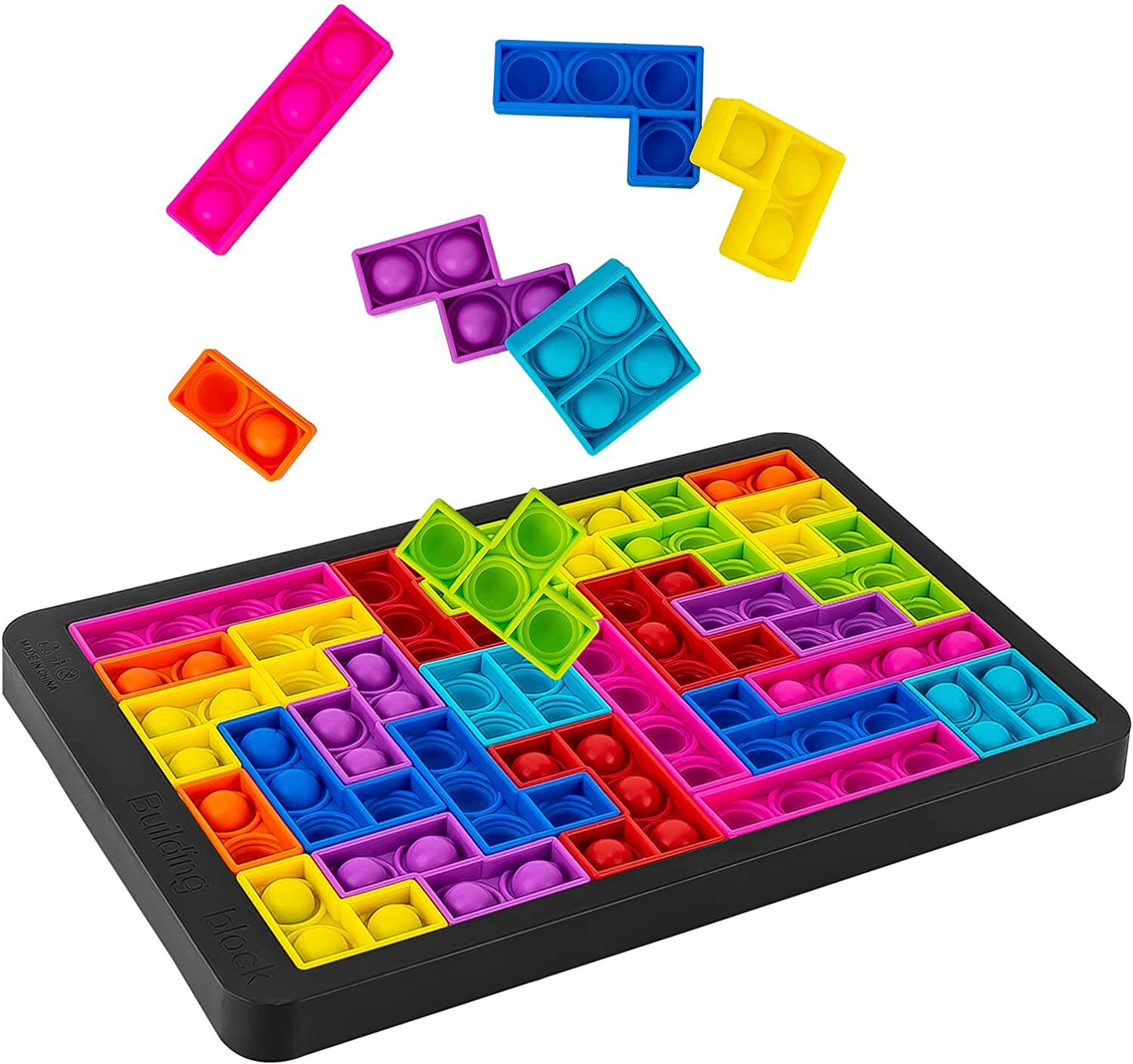 27 PCS Pop It Tetris Puzzle Board Game Building Blocks Toy Set