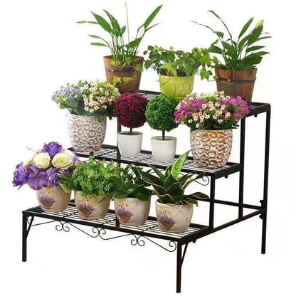 3-tier Metal Garden Plant Stand Shelf Display Rack Flower Pot Holder Storage Organizer