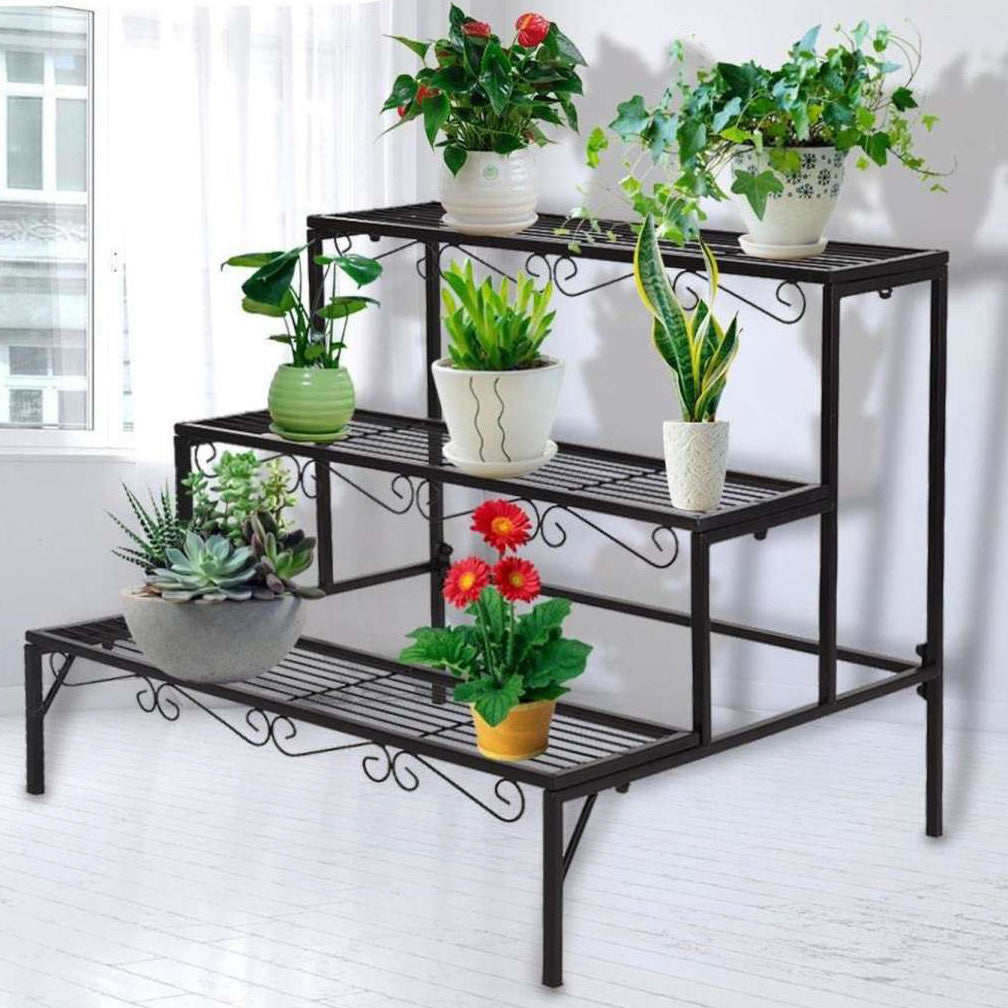 3-tier Metal Garden Plant Stand Shelf Display Rack Flower Pot Holder Storage Organizer