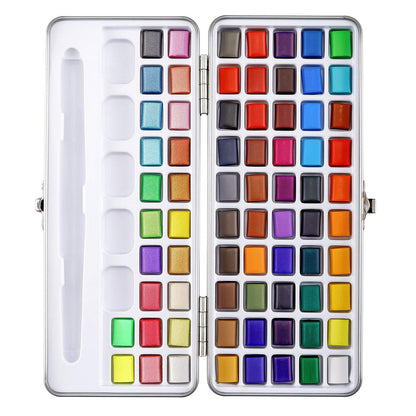 72 Colours Solid Watercolor Paint Palette Brush Set Drawing Portable Art Painting Supplies Kit