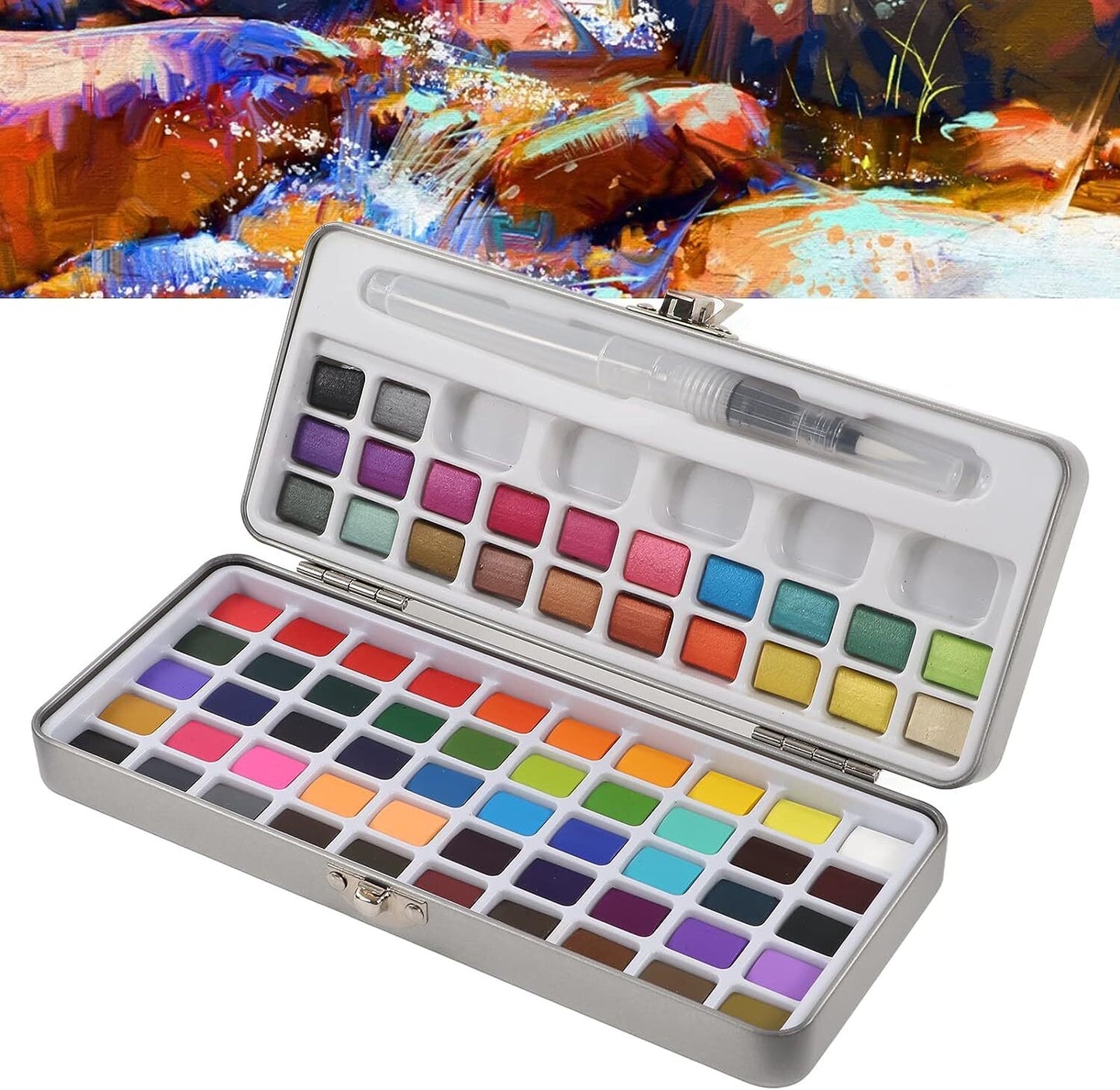 72 Colours Solid Watercolor Paint Palette Brush Set Drawing Portable Art Painting Supplies Kit