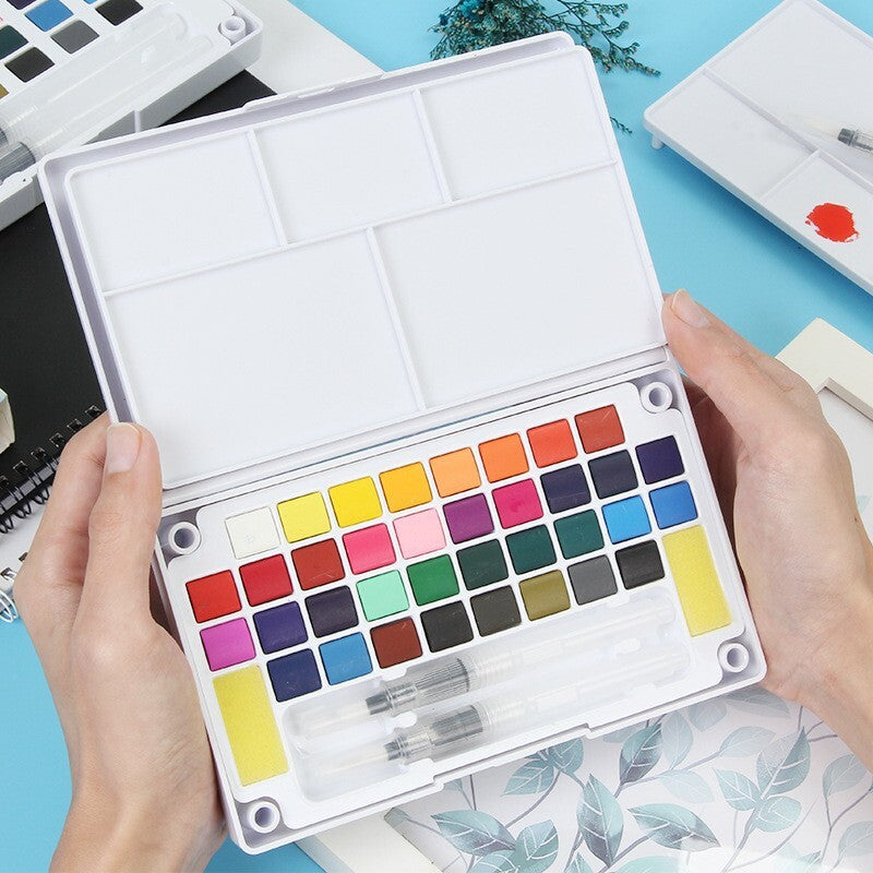 36 Watercolors Palette & 8 Paint Tools: All-in-One Painting & Drawing Supplies Kit