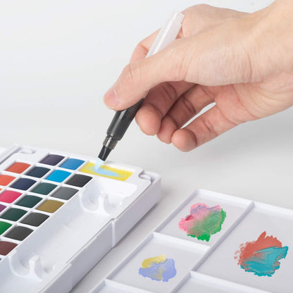 36 Watercolors Palette & 8 Paint Tools: All-in-One Painting & Drawing Supplies Kit