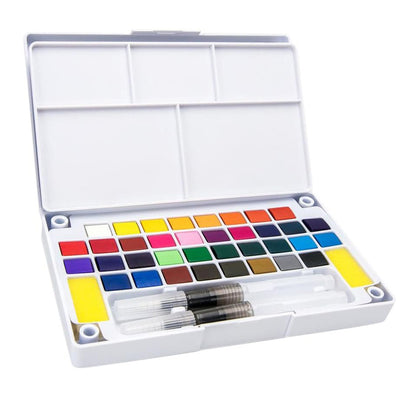 36 Watercolors Palette & 8 Paint Tools: All-in-One Painting & Drawing Supplies Kit