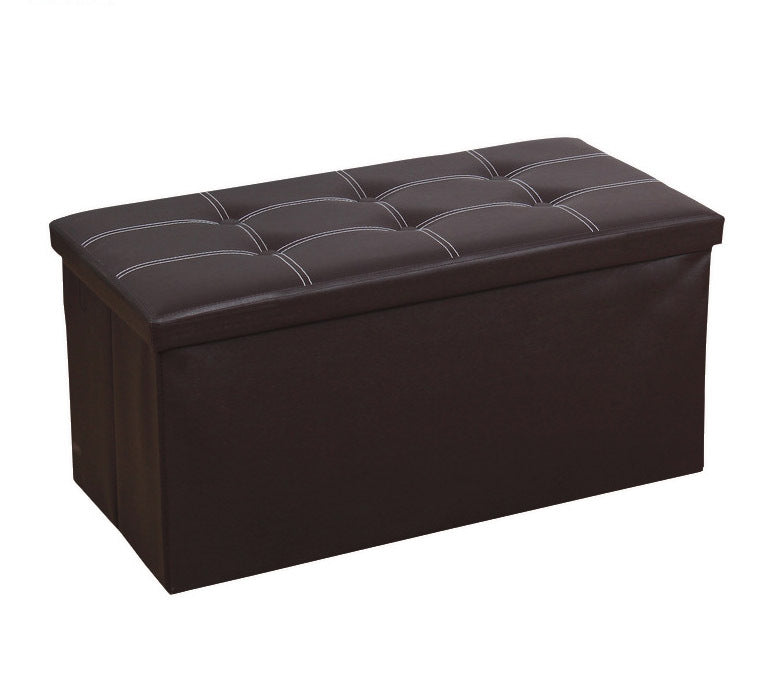 XL Rectangle PU Leather Ottoman Foldable Storage Stool (Dark Brown)