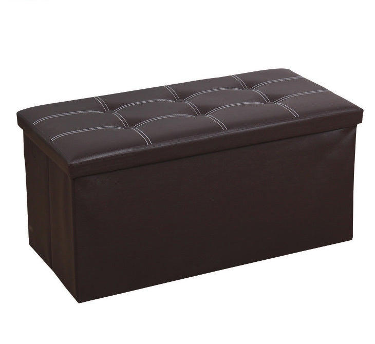 XL Rectangle PU Leather Ottoman Foldable Storage Stool (Dark Brown)