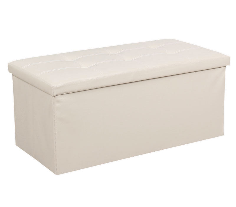 XL Rectangle PU Leather Ottoman Foldable Storage Stool (White)