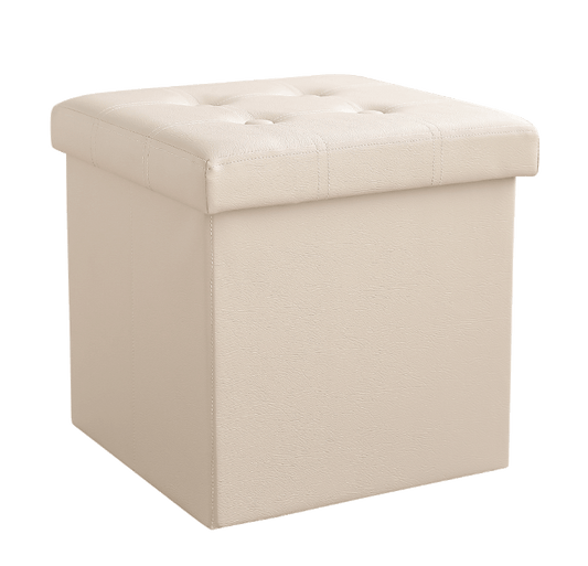 50L PU Leather Ottoman Foldable Storage Stool (Beige)