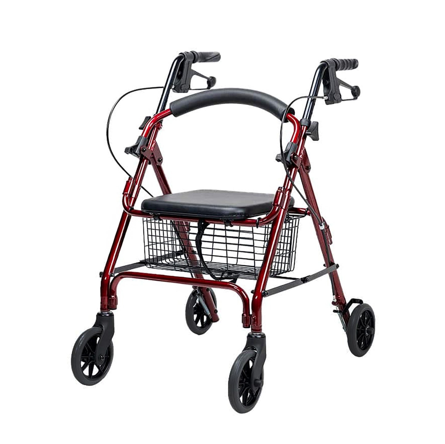 6-Wheel Senior's Foldable Rollator Mobility Walker Walking Frame with Seat