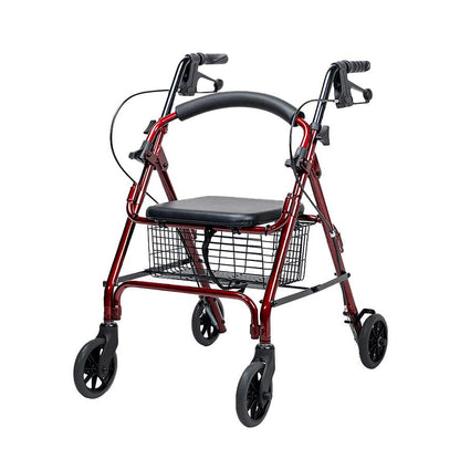 6-Wheel Senior's Foldable Rollator Mobility Walker Walking Frame with Seat