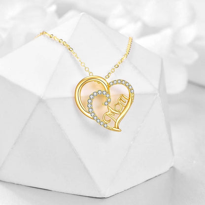 Mom 14K Gold Plated Sterling Silver Heart Shaped Necklace