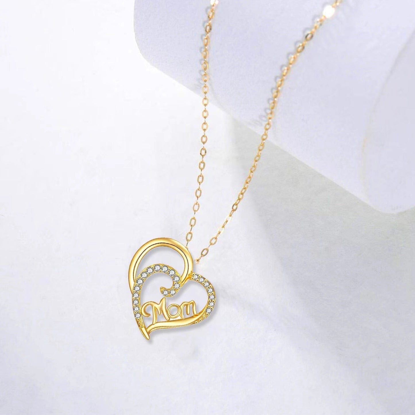 Mom 14K Gold Plated Sterling Silver Heart Shaped Necklace