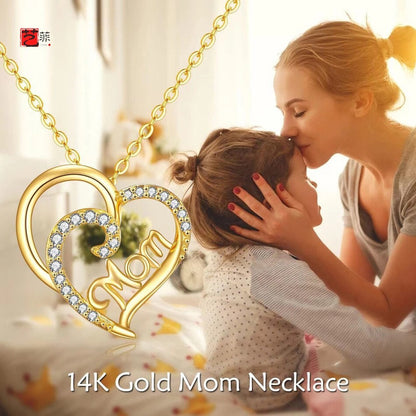 Mom 14K Gold Plated Sterling Silver Heart Shaped Necklace